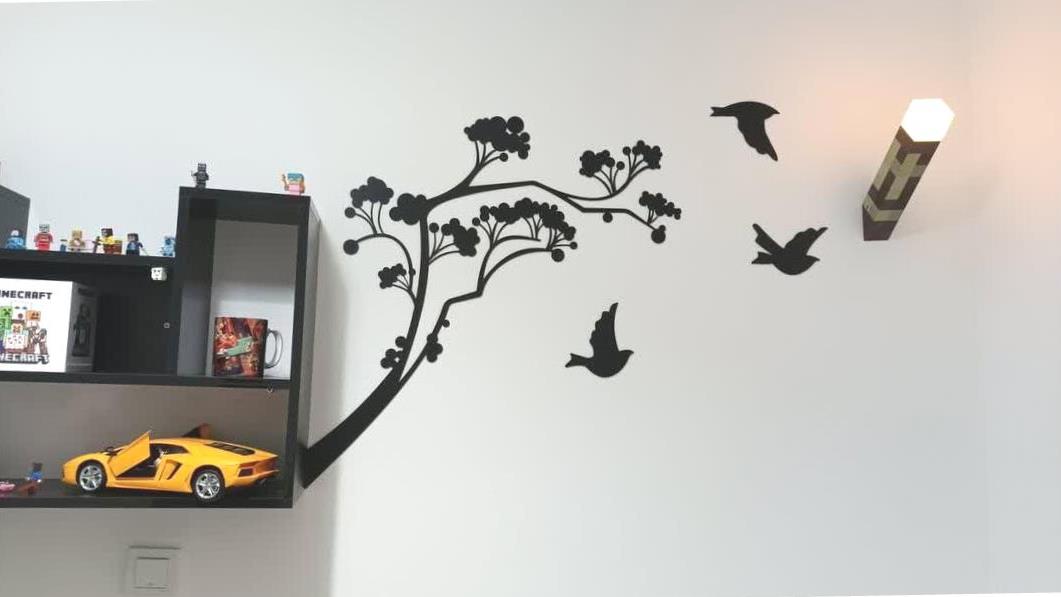 استیکر چوبی پرنده چوبی ، خرید استیکر دیواری چوب ام دی اف برای دیوار مدرسه